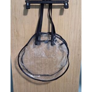 Unbranded Clear PVC Round Tote Bag Black Trim Stadium Approved Shoulder Bag
